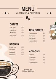 pick up coffee menu